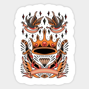 king traditional tattoo flash Sticker